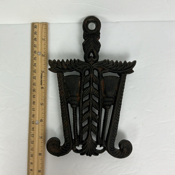 Vtg Griswold Grain Tassel Cast Iron Trivet #1903 broomstick primitive rustic USA - Picture 6 of 9